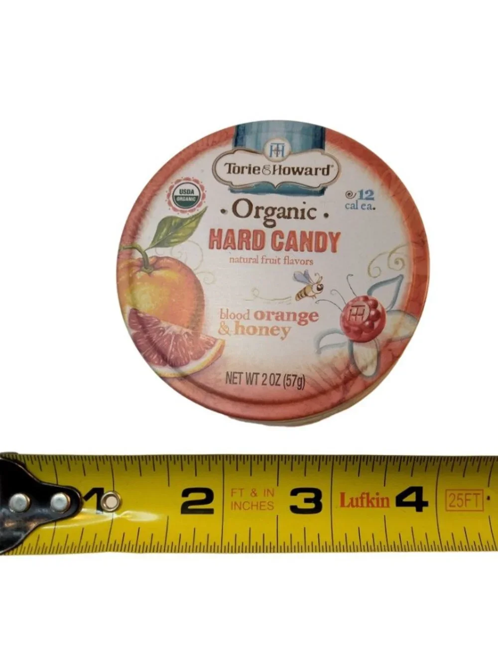 Torie Howard Organic Hard Candy Tin Blood Orange Honey Small Empty Canister